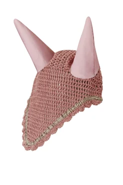 horze Bonnet Anti-Mouches Munich Avec Deco Metallique Rose Pale New