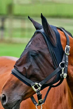 horze Bonnet Masque Anti-Mouches Noir Discount