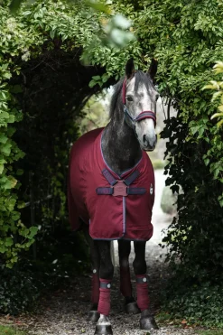 horseware Chemise D'écurie Rambo Helix Stable, Avec Fermeture Plaque Burgundy/Burgundy/ Teal/ Navy