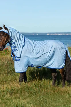 horseware Couverture Anti-Eczéma Amigo Avec Couvre-Encolure Fixe, Poney Azure Blue/ Strong Blue/ Silver Hot