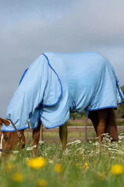 horseware Couverture Anti-Eczéma Amigo Avec Couvre-Encolure Fixe, Poney Azure Blue/ Strong Blue/ Silver Hot