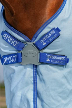 horseware Couverture Anti-Eczéma Amigo Avec Couvre-Encolure Fixe, Poney Azure Blue/ Strong Blue/ Silver Hot