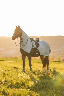 horze Couverture Anti-Insectes Pour Monter A Cheval Eira Avec Encolure Amovible Gris Hot