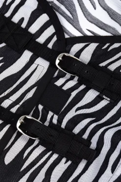 horze Couverture Anti-Mouches Defender Avec Couvre-Encolure Zebra Print