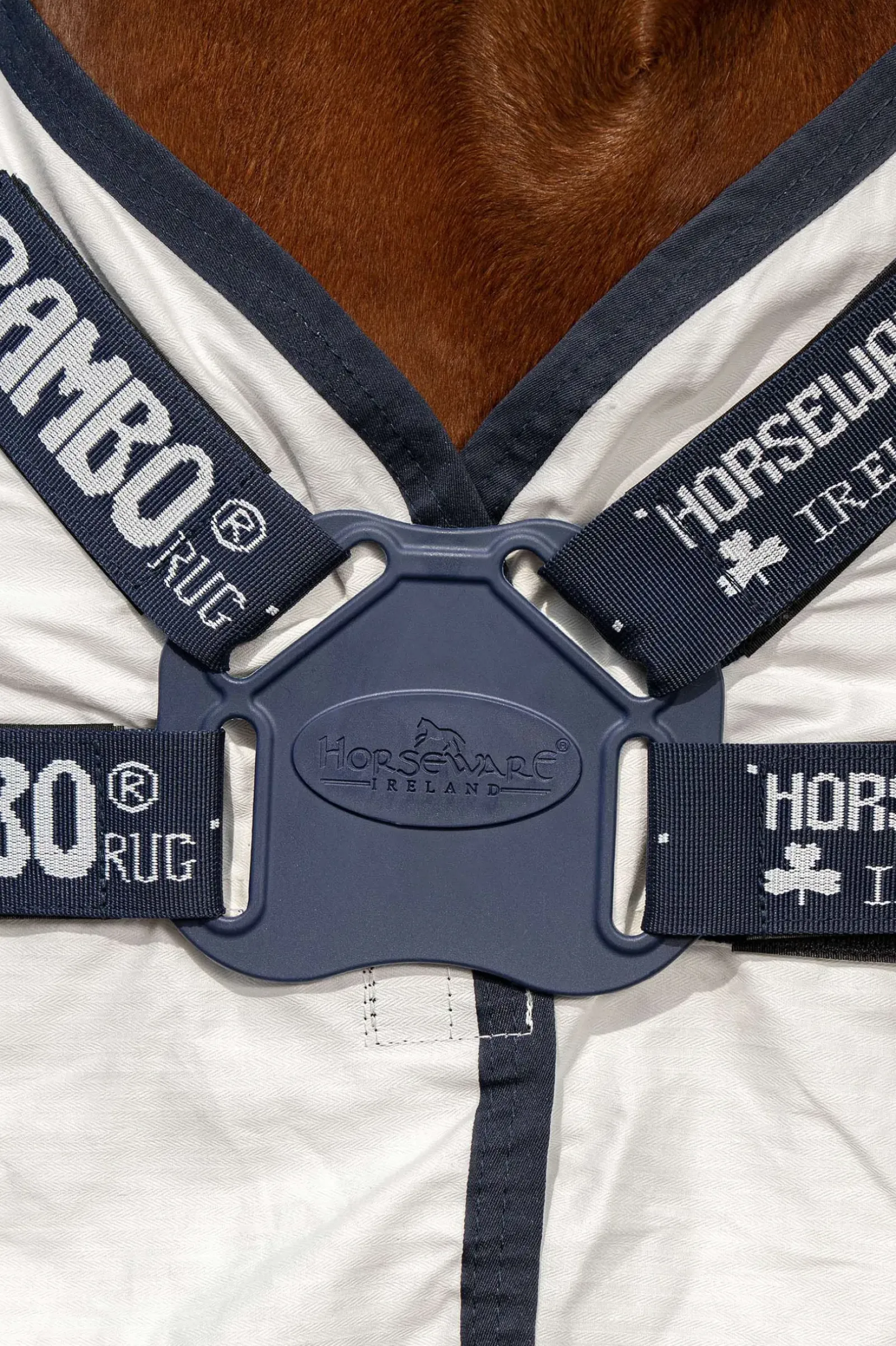 horseware Couverture Anti-Mouches Rambo Natura White/Dark Blue Sale