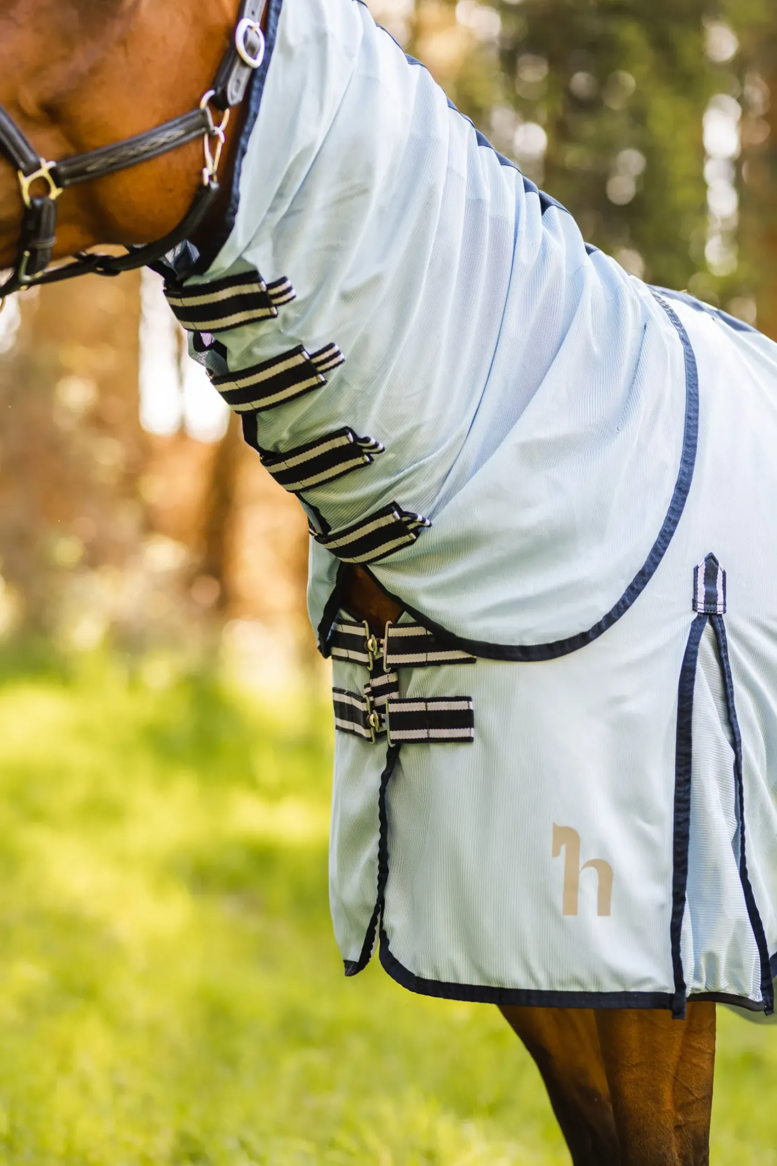 horze Couverture Combo Anti-Insectes Freja Bleu Clair Sale
