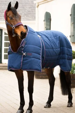 horseware Couverture D'écurie Rambo Optimo 200 G Navy/Burgundy/Teal/Navy New