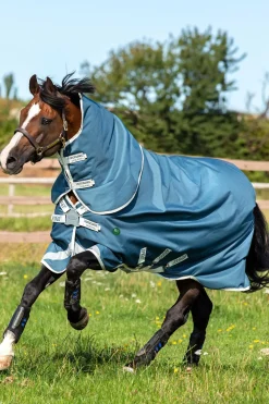 horseware Couverture D'Exterieur Ameco Bravo 12 Plus Couvre-Encolure, 100 G Teal/ Grey Outlet