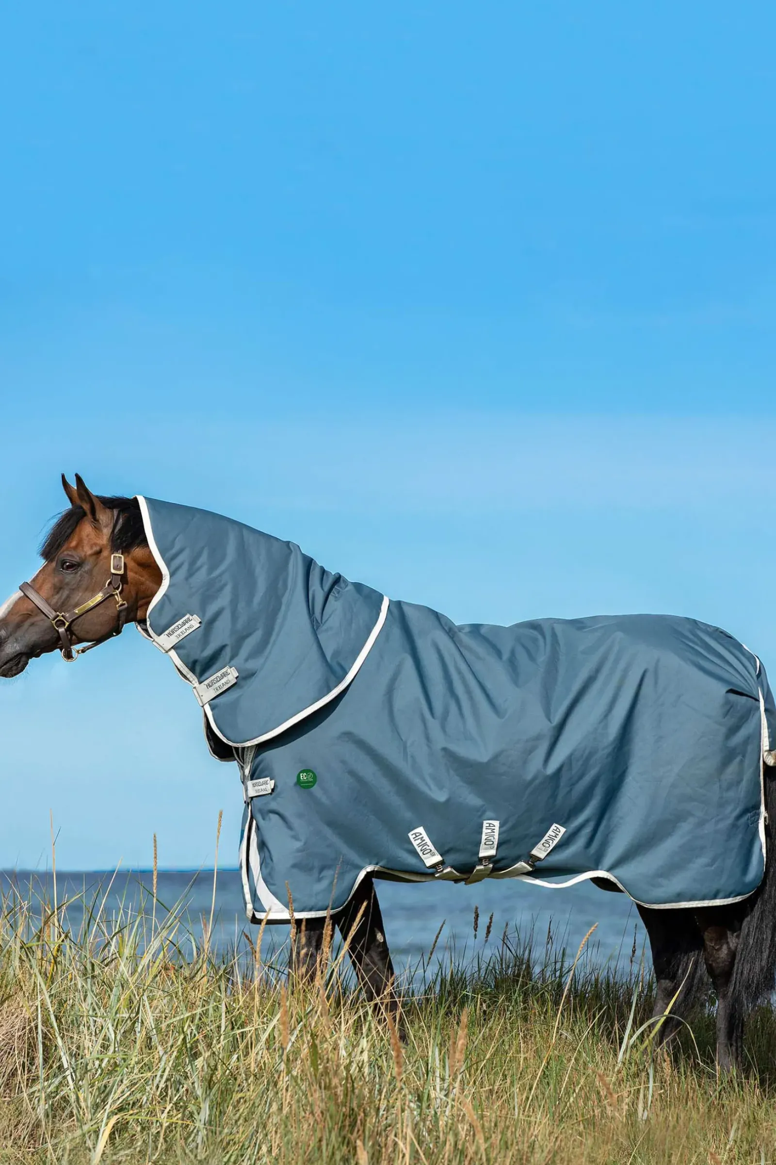 horseware Couverture D'Exterieur Ameco Bravo 12 Plus Couvre-Encolure, 100 G Teal/ Grey Outlet