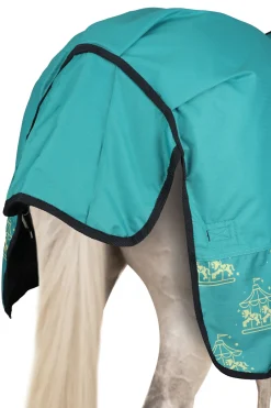 horze Couverture D'Exterieur Carrousel Magique Poney Avec Doublure Polaire Green Blue Slate New