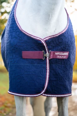horseware Couverture Sechante En Relief Jersey Navy/Burgundy Discount