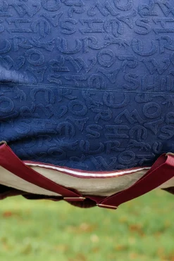 horseware Couverture Sechante En Relief Jersey Navy/Burgundy Discount