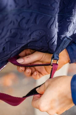 horseware Couverture Sechante En Relief Jersey Navy/Burgundy Discount