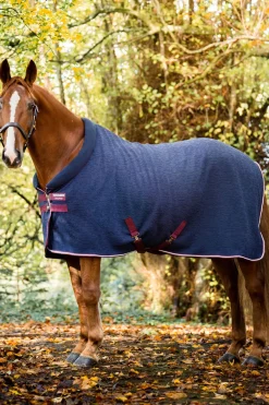 horseware Couverture Sechante En Relief Encolure Douillette Navy/Burgundy Clearance