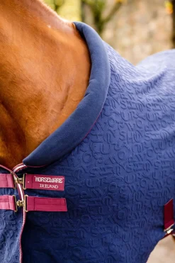 horseware Couverture Sechante En Relief Encolure Douillette Navy/Burgundy Clearance