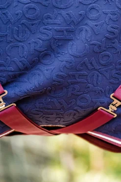 horseware Couverture Sechante En Relief Encolure Douillette Navy/Burgundy Clearance