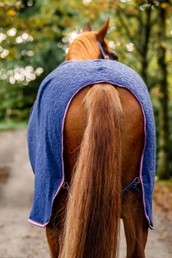 horseware Couverture Sechante En Relief Encolure Douillette Navy/Burgundy Clearance
