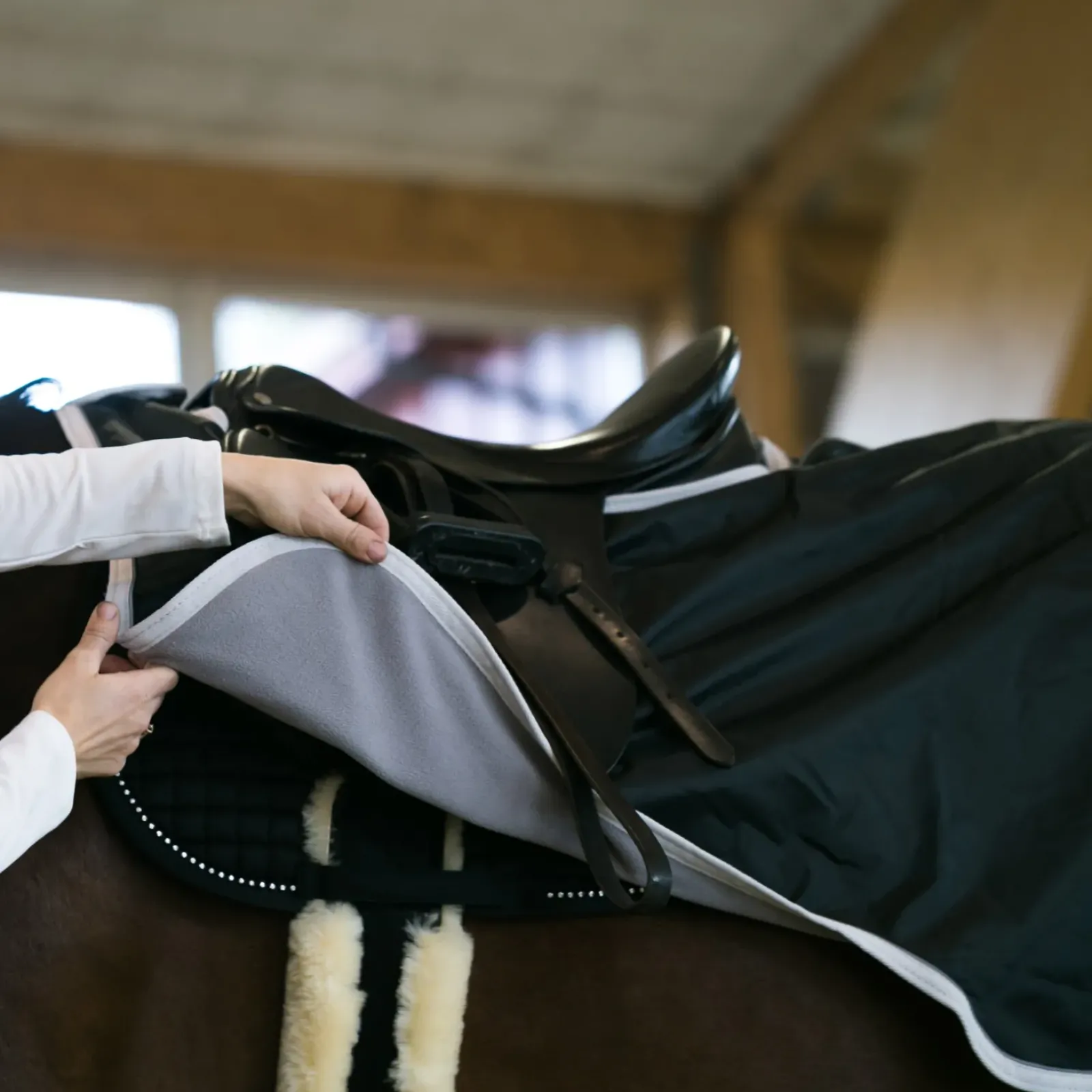 horze Couvre-Reins Double Polaire Protrek Noir Outlet