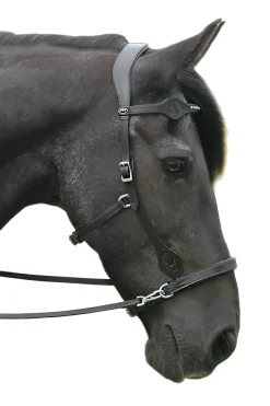fra Dandy Sidepull (System 3) Leather, W/ Leather Clip Reins Black