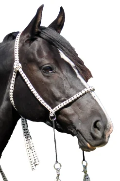 fra F.R.A. Nanouk Bitless Bridle (System 4) Cotton W/ Clip Reins Natural/Black