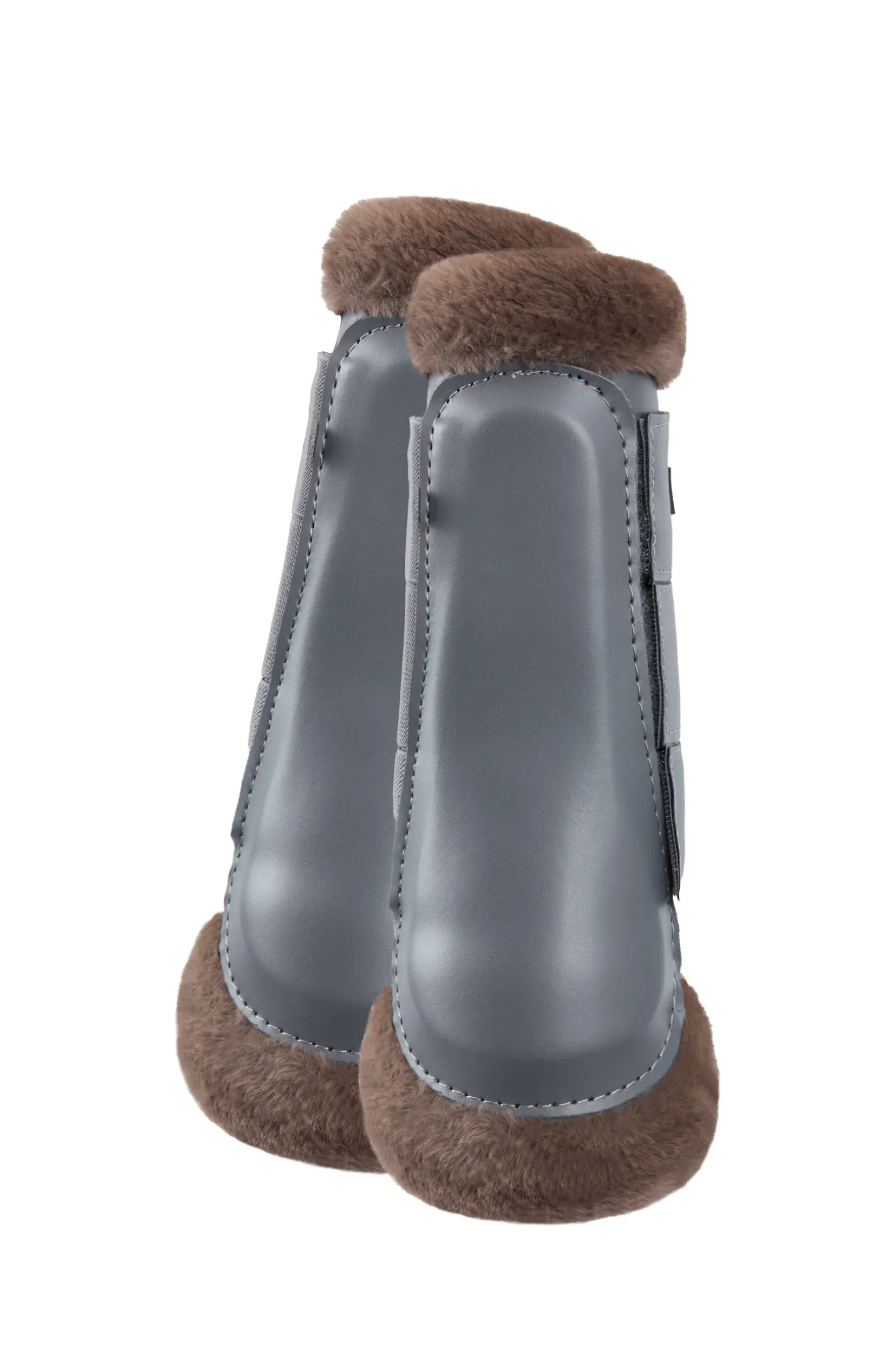horze Guetres De Protection Fermees Protege-Tendons Avec Doublure Fausse Fourrure Houston Charcoal Grey Online