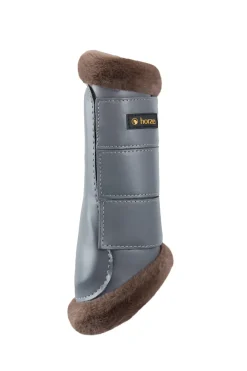 horze Guetres De Protection Fermees Protege-Tendons Avec Doublure Fausse Fourrure Houston Charcoal Grey Online