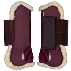 horze Guetres De Protection Protege-Tendons Windsor Avec Doublure Fausse Fourrure Rouge Fonce Hot