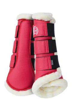 horze Guetres De Protection Protege-Tendons Fermees Avec Fausse Fourrure Oslo Rouge Red Best