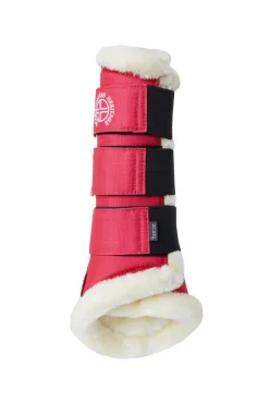 horze Guetres De Protection Protege-Tendons Fermees Avec Fausse Fourrure Oslo Rouge Red Best