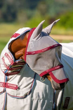 horseware Masque Anti-Mouches Plus Non Traite Oatmeal Brown/ Red