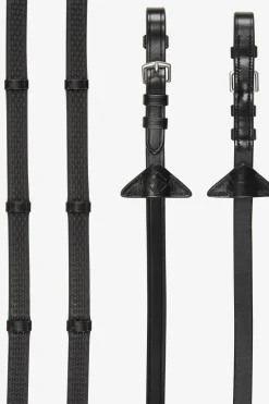 lemieux Rênes En Caoutchouc Souple Avec Stoppeurs Black/Silver New