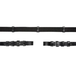 schockemohle Rênes Sangle Schockermohle Avec Boucles, 5 Arretoirs Et Arretoir De Martingale Black/Silver