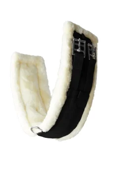 horze Sangle De Dressage Tartu En Neoprene Avec Fausse Fourrure Non Amovible Black Outlet