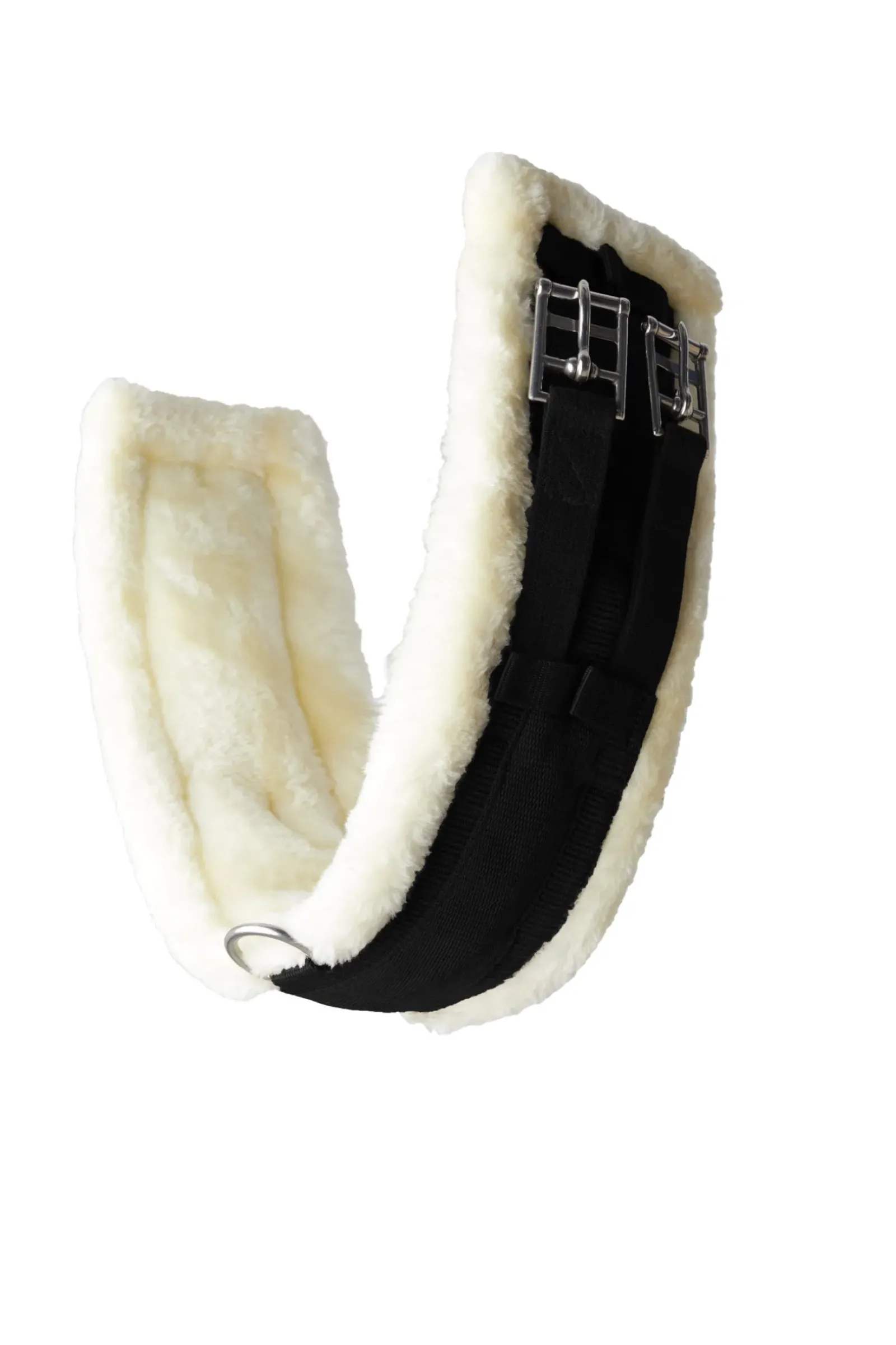 horze Sangle De Dressage Tartu En Neoprene Avec Fausse Fourrure Non Amovible Black Outlet