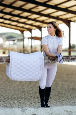horze Tapis De Selle De Dressage Kaitlin Avec Passepoil Fleuri Orchid Hush