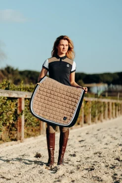 bvertigo Tapis De Selle De Dressage B Vertigo Cameron Avec Passepoil Cordelette Fossil Brown Hot