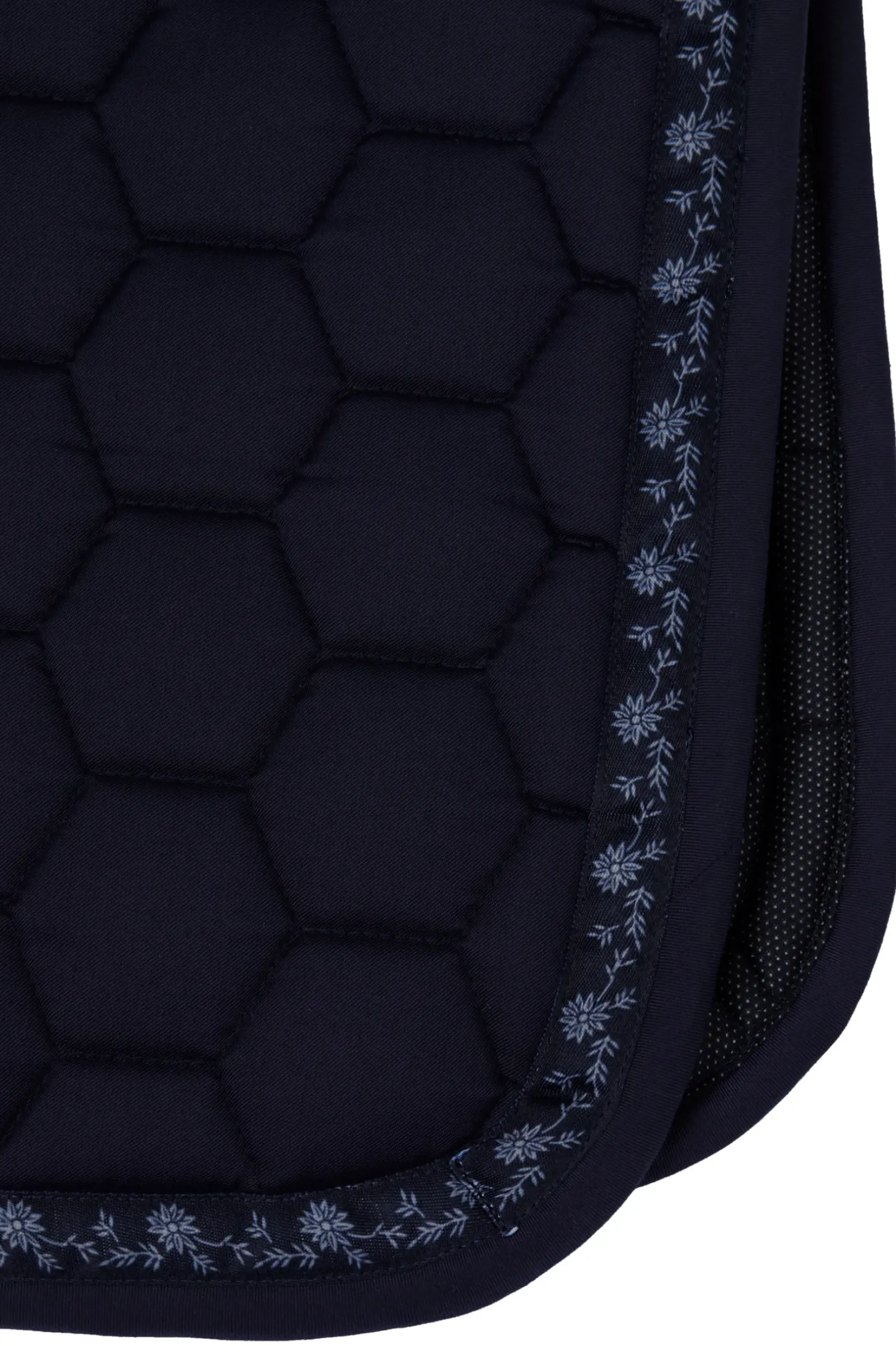 horze Tapis De Selle Mixte Kaitlin Avec Passepoil Fleuri Bleu Fonce Peacoat Clearance