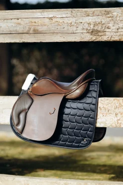 horze Tapis De Selle Mixte Houston Avec Fausse Fourrure Dark Navy