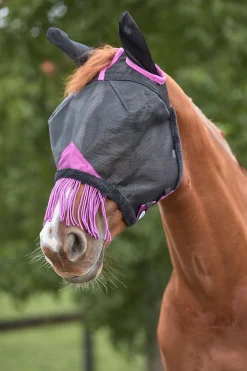 weatherbeeta Comfitec Deluxe Durable Mesh Mask With Ears And Tassels Black/Purple Discount